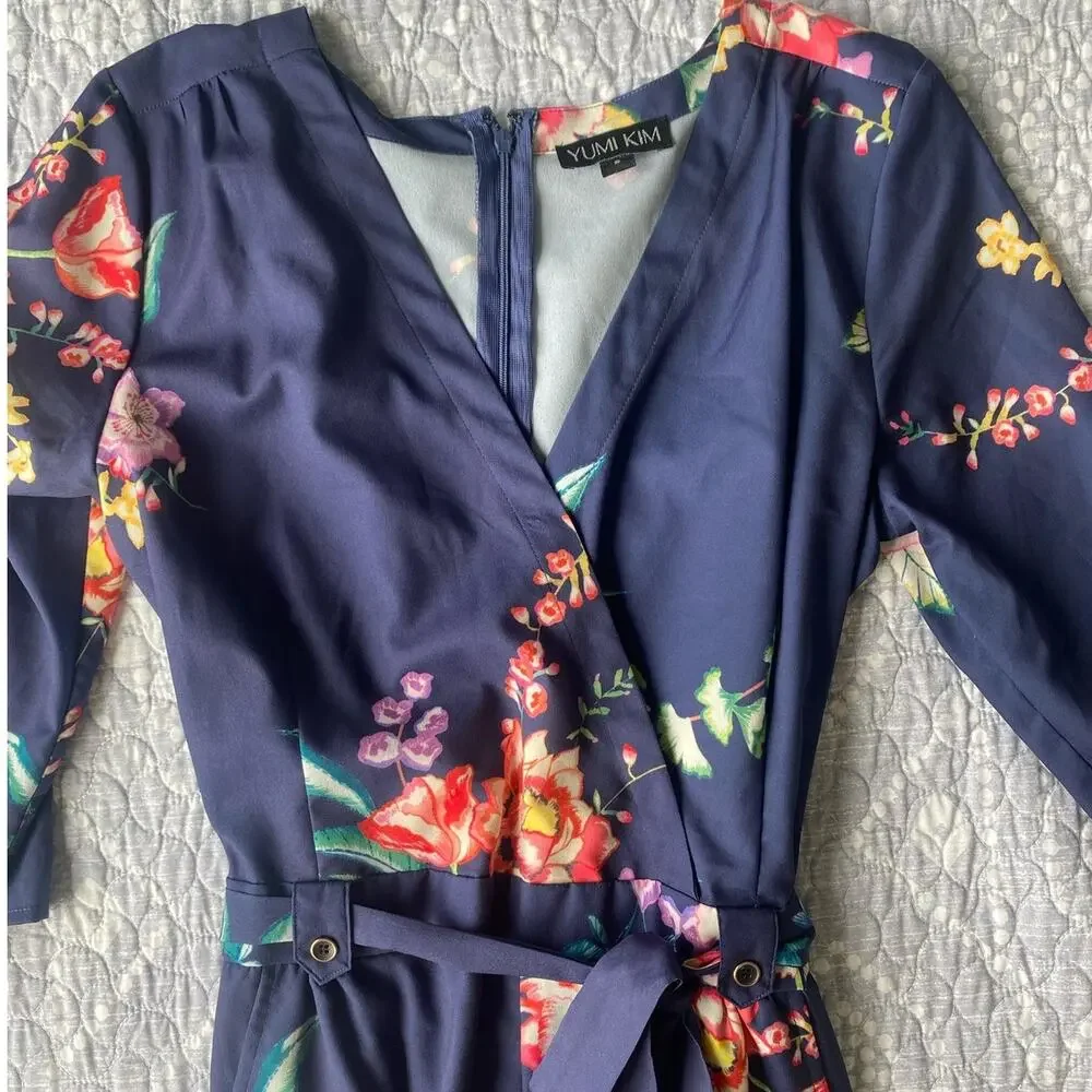 Yumi Kim Blue Floral Print Sweet Romance Liz Romper Women’s Size Small